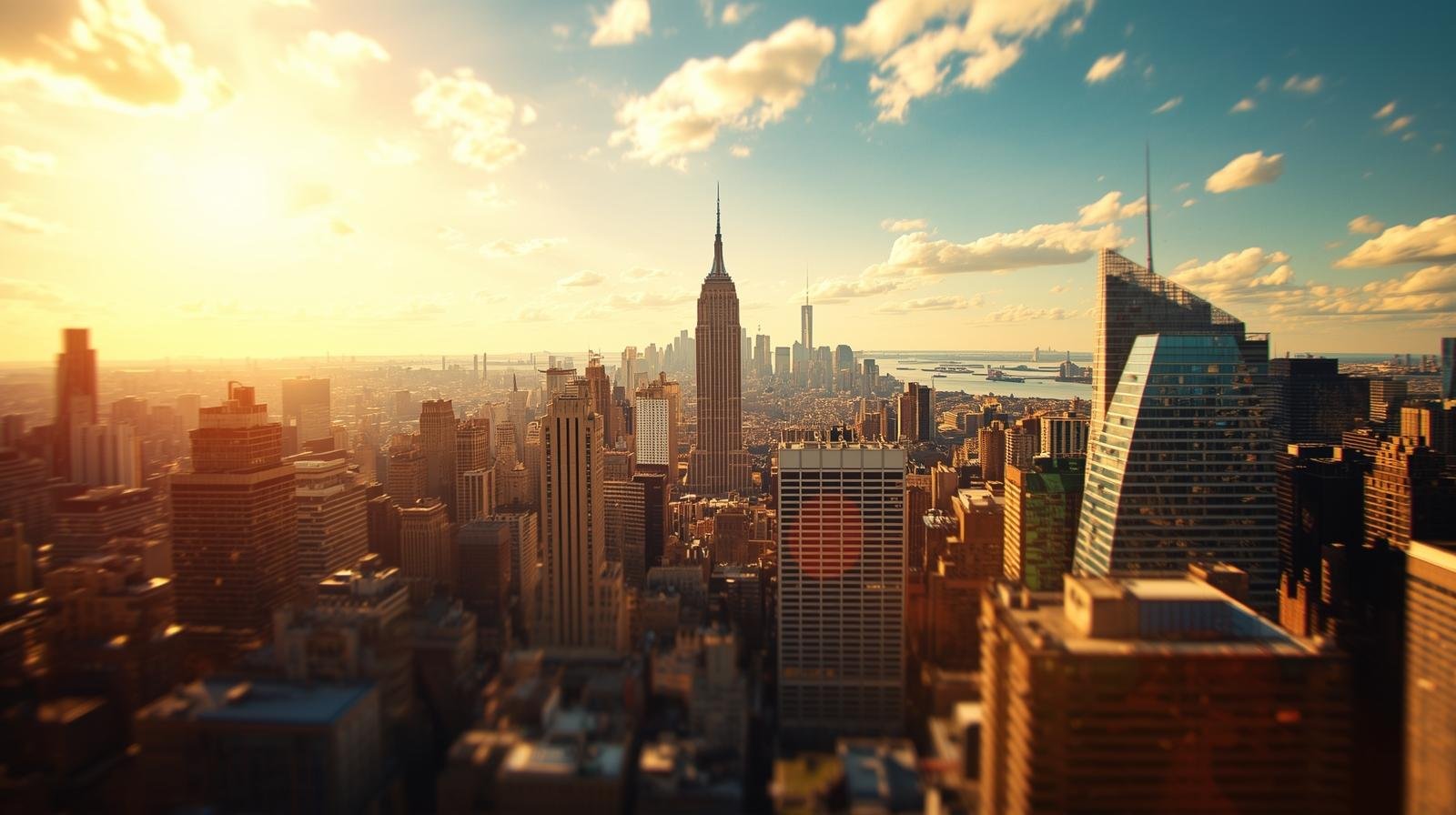 new york city skyline on a sunny day