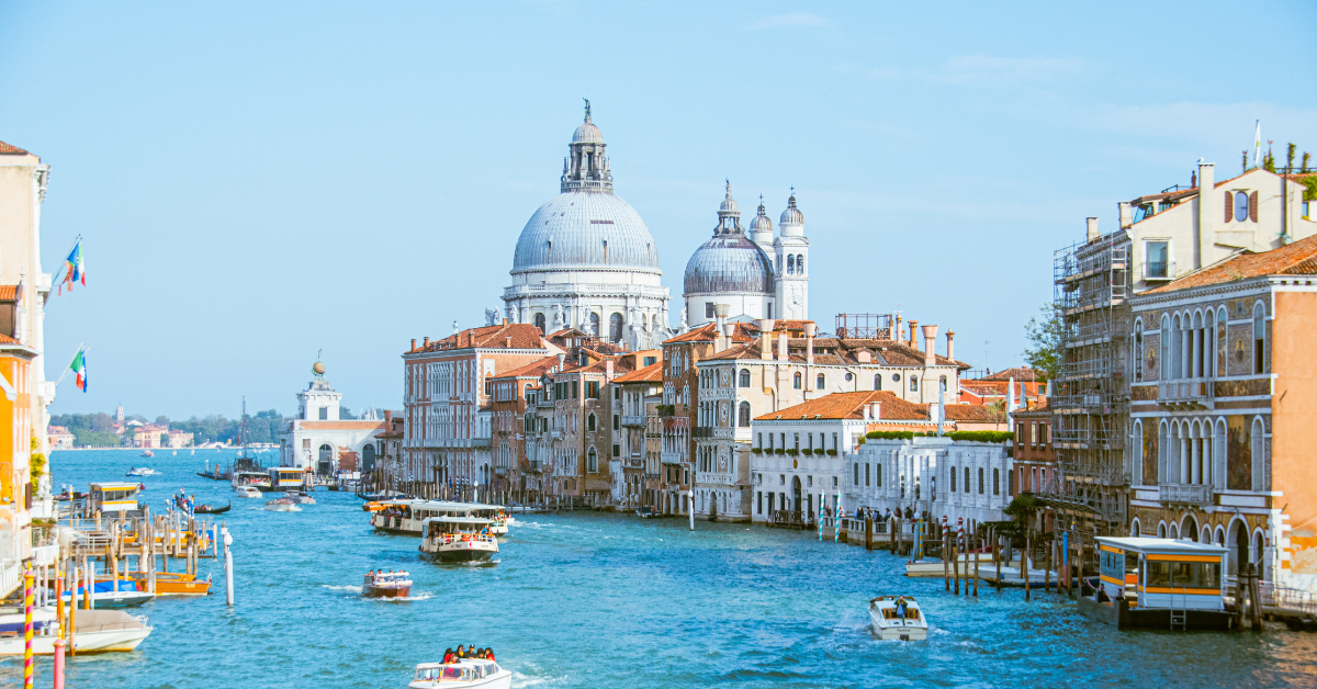 Venice and boats on the water Bella Italia Escape 9 Day Tour from Venice to Pompeii