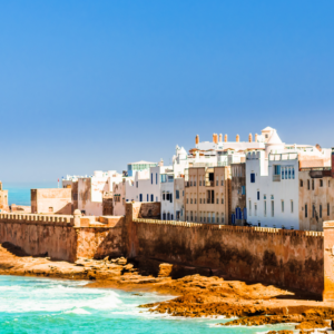 Coastal city with white buildings in Morrocco