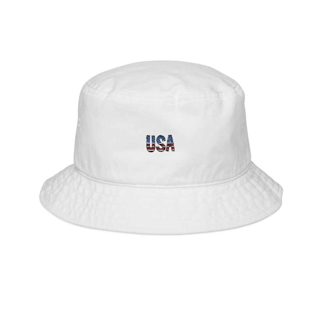 USA Embroidered Bucket Hat — Patriotic American Flag Design