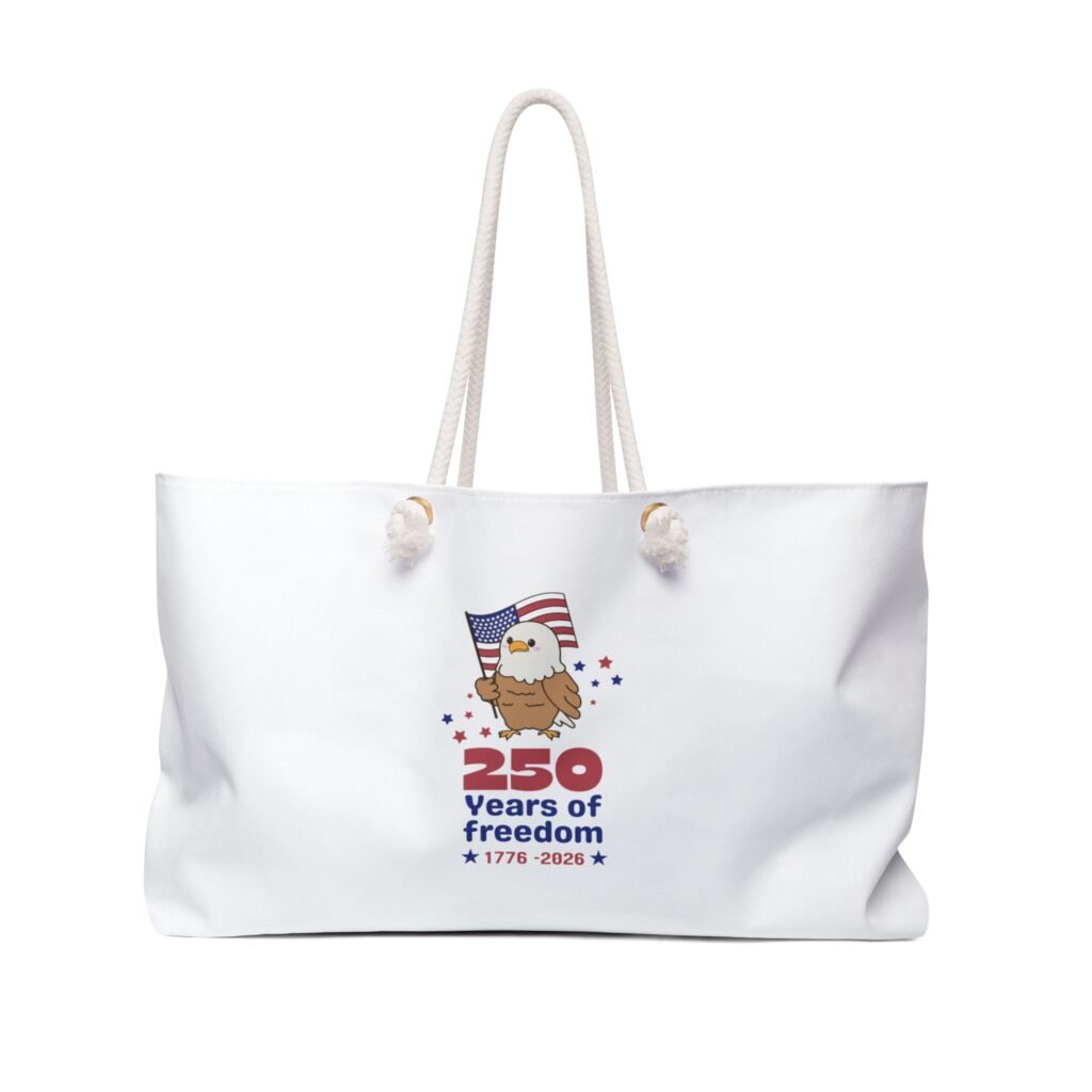 Patriotic Weekender Bag - "250 Years of Freedom" Flag Travel Tote