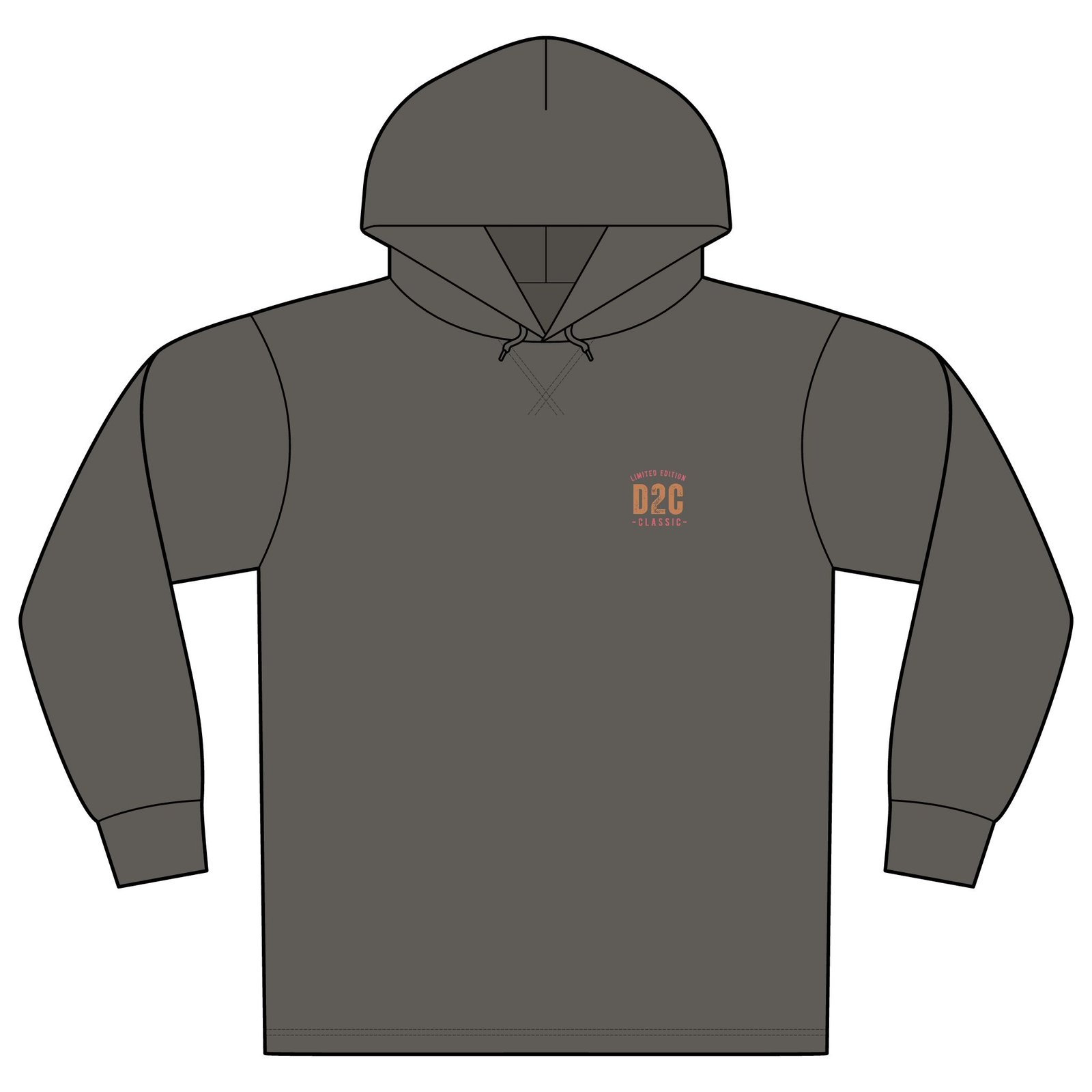 Mineral-Dye Organic Cotton Hoodie Tee — 'D2C Classic' Chest & Back Print