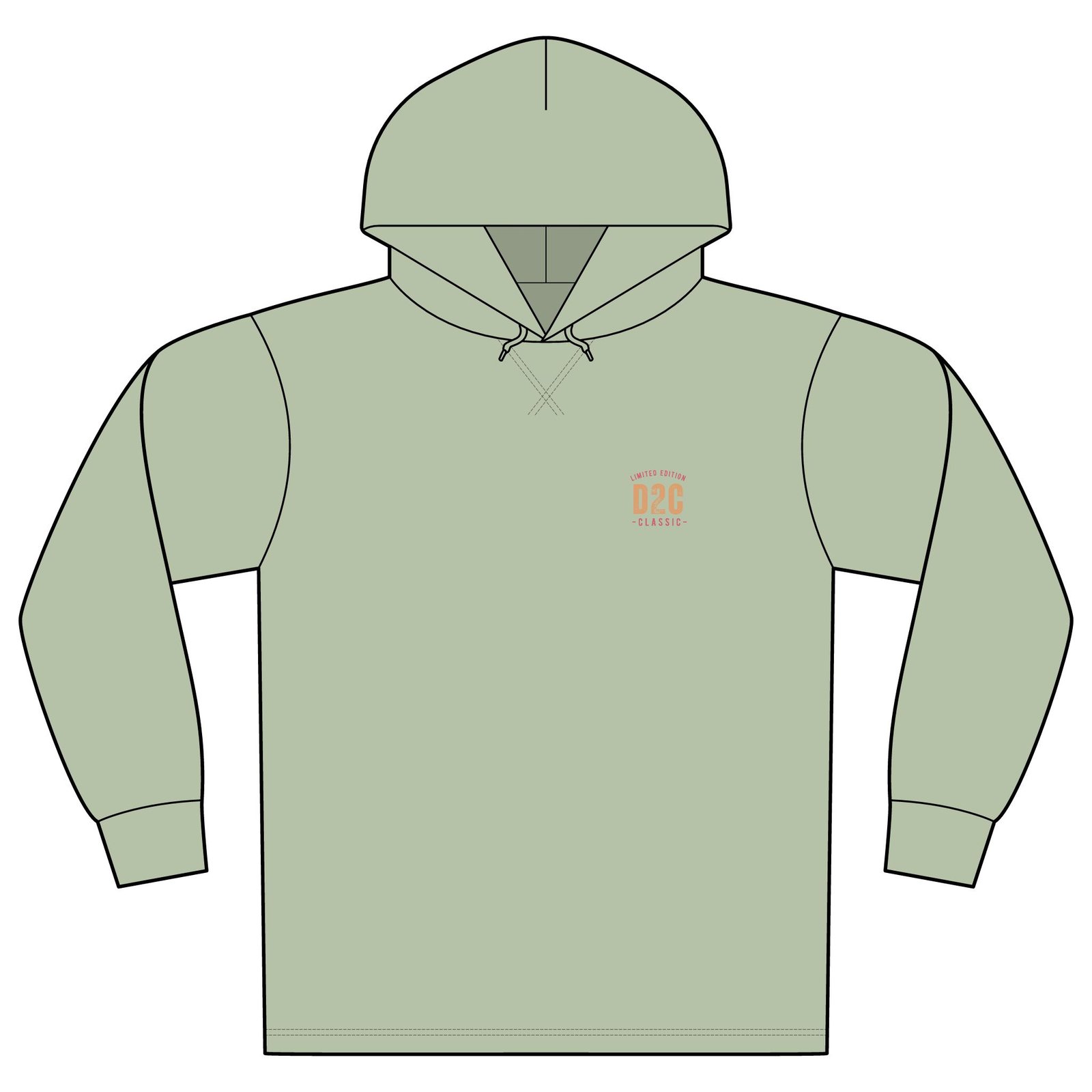 Mineral-Dye Organic Cotton Hoodie Tee — 'D2C Classic' Chest & Back Print - Image 4