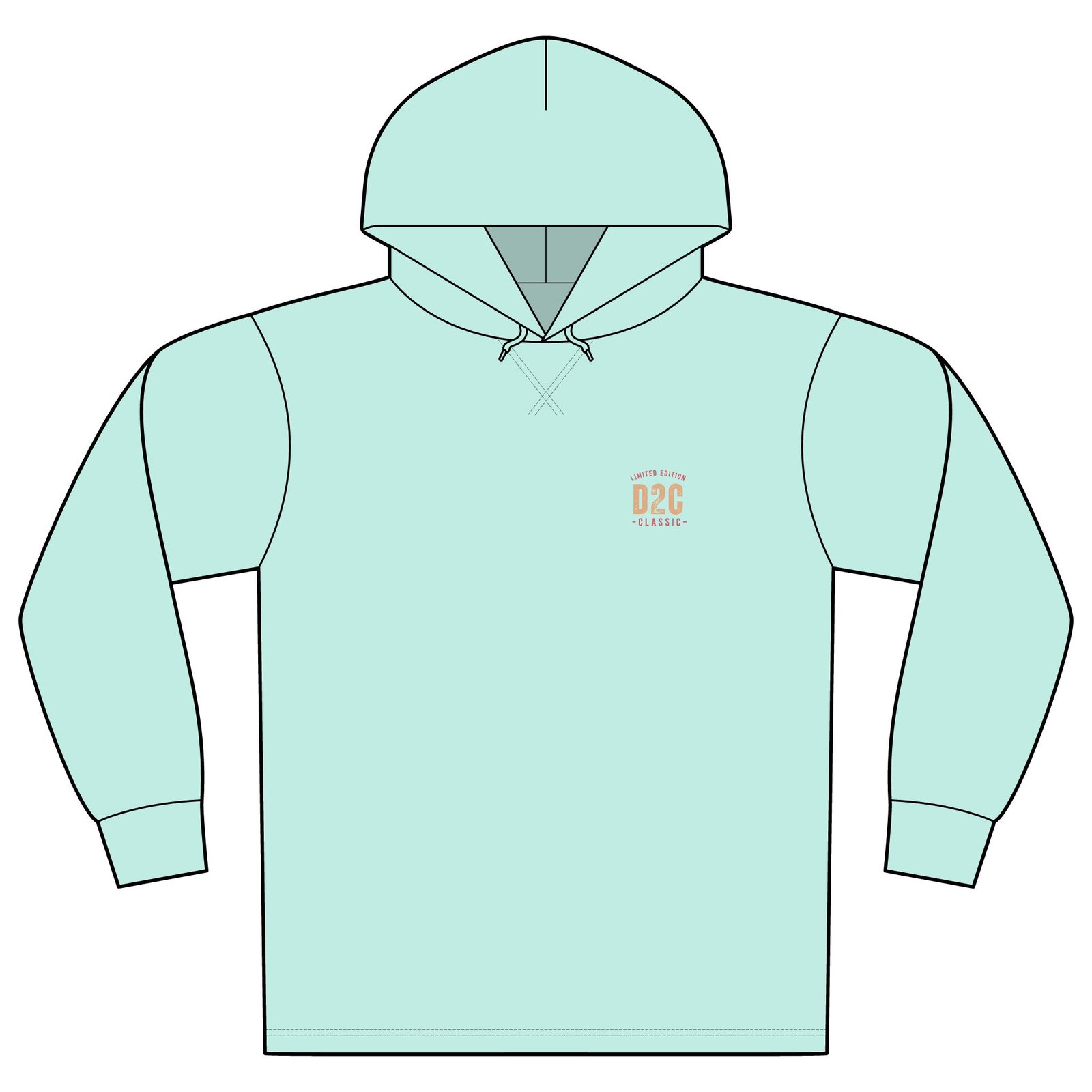Mineral-Dye Organic Cotton Hoodie Tee — 'D2C Classic' Chest & Back Print - Image 6