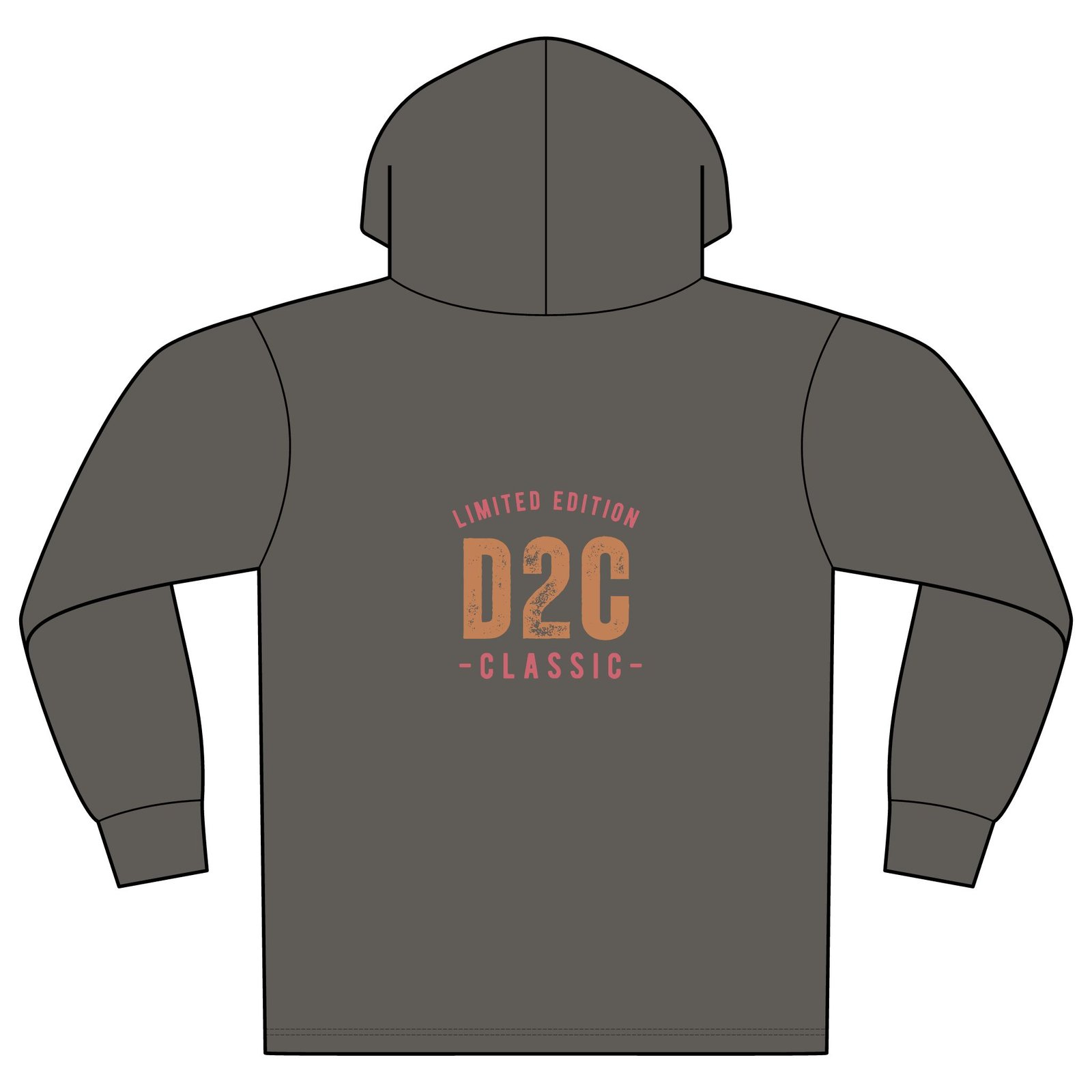 Mineral-Dye Organic Cotton Hoodie Tee — 'D2C Classic' Chest & Back Print - Image 3