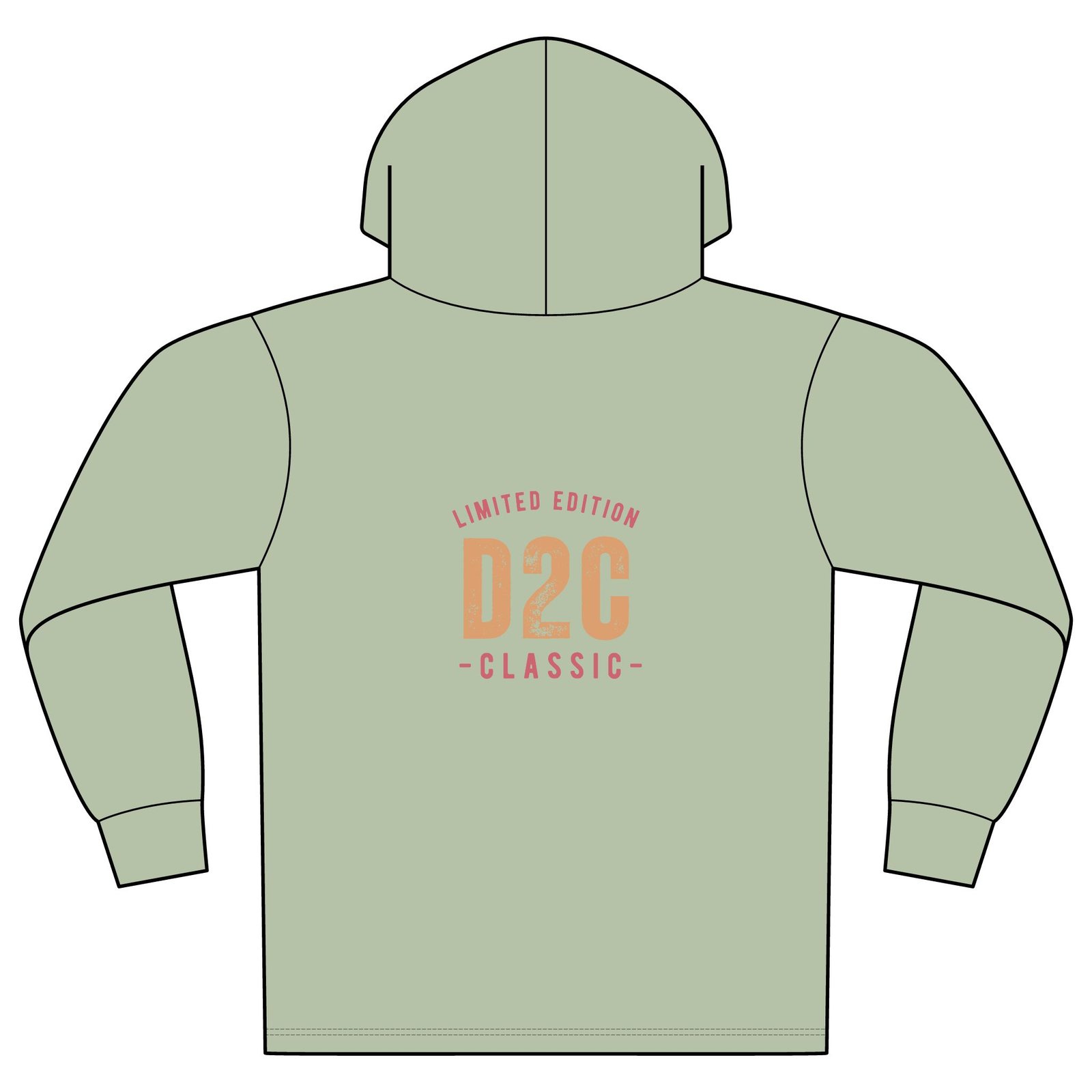 Mineral-Dye Organic Cotton Hoodie Tee — 'D2C Classic' Chest & Back Print - Image 5