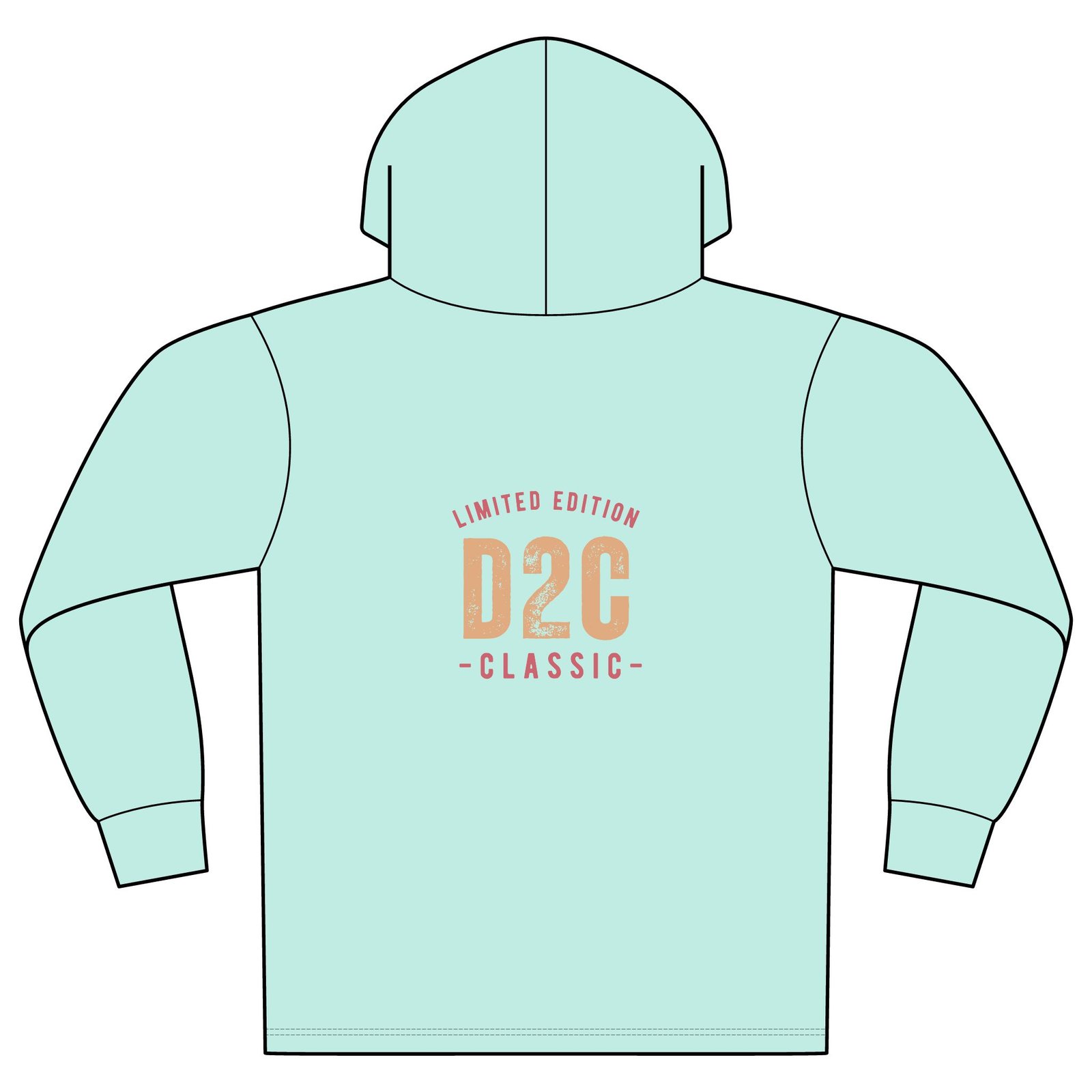 Mineral-Dye Organic Cotton Hoodie Tee — 'D2C Classic' Chest & Back Print - Image 7